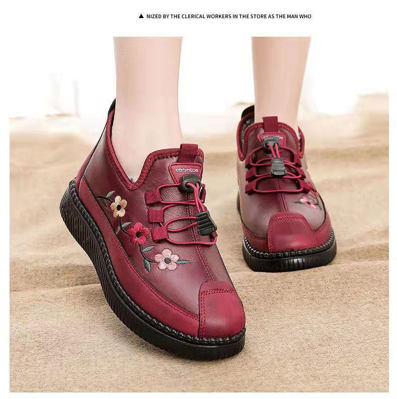 Women's Winter Non-Slip Cotton Grandma Boots - Warm, Thickened Flat-Bottom Shoes for Middle-Aged & Elderly