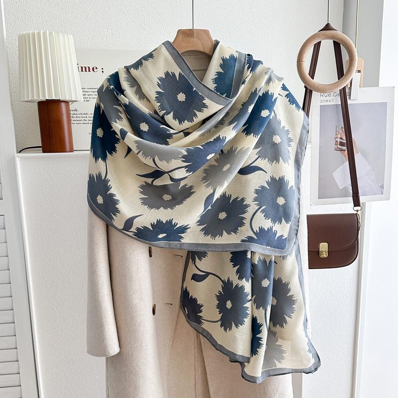 Oversized Korean Linen Shawl Dual-purpose Silk Scarf Travel Photo Sun Protection Beach Towel Extended Scarf Women's Versatile