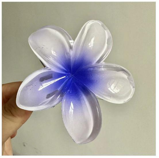 Gradient Plumeria Jelly Hairpin - Transparent, Trendy Back-of-Head Accessory for Women