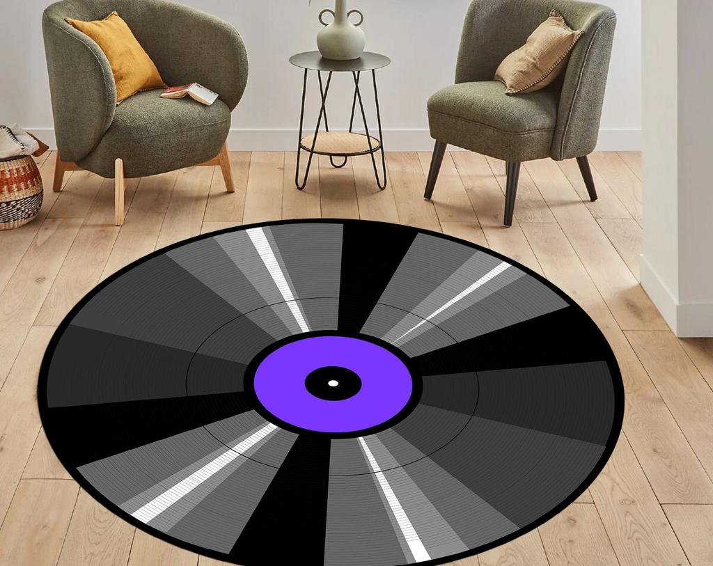 Popular Vinyl Record Round Rug Retro Living Room Decoration Carpet Music Record CD Bedroom Decoration Carpet Bathroom Door Mat