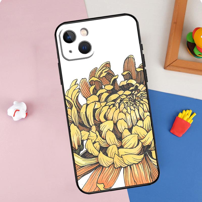 Chrysanthemum Phone Case For iPhone 16 Pro Max 11 12 13 14 15 Pro Max Mini XR 16e 15 16 Plus Cover Shell