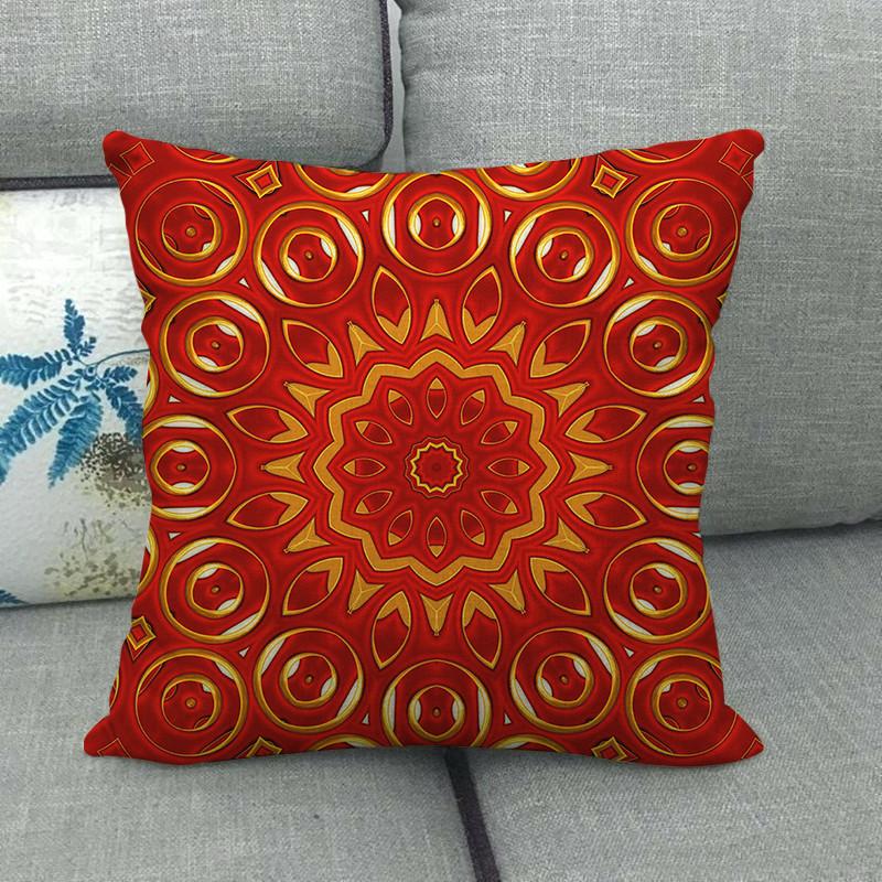 Symmetrical Bohemian Geometric Patterns Digital Printing Short Plush Pillow Covers For Car Sofa Office Cushion Cover Home Goods
