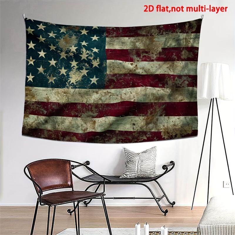 1pc Vintage USA Flag Tapestry Single Sided Soft Polyester Wall Tapestry Living Room Bedroom Dorm Patriotic Decor Nostalgic Gift