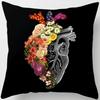 Skull Heart Print Collection Cushion Cover Sofa Office Pillowcase Peach Blossom Decoration Rainbow  Home Decor