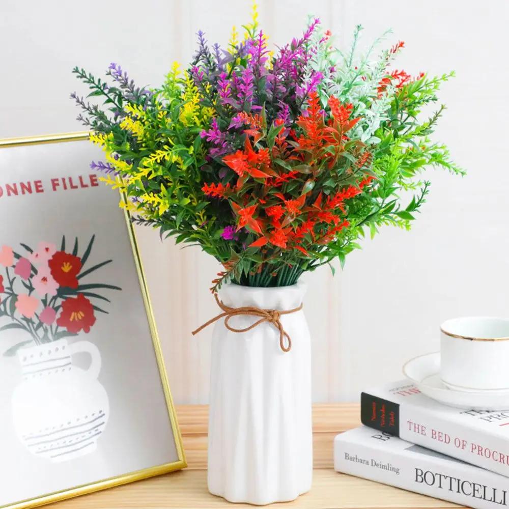 1Pc No Fade Photography Props Farmhouse Fake Flowers Shrubs Plants Home Garden Decor Artificial Lavender