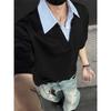 Fake two-piece shirt collar short-sleeved T-shirt men's summer new design sense versatile ruffian handsome loose half-sleeved T-shirt tide