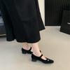 Inner height increase round head suede Mary Jane single shoes women's shoes 2025 new spring and autumn red with skirt evening shoes