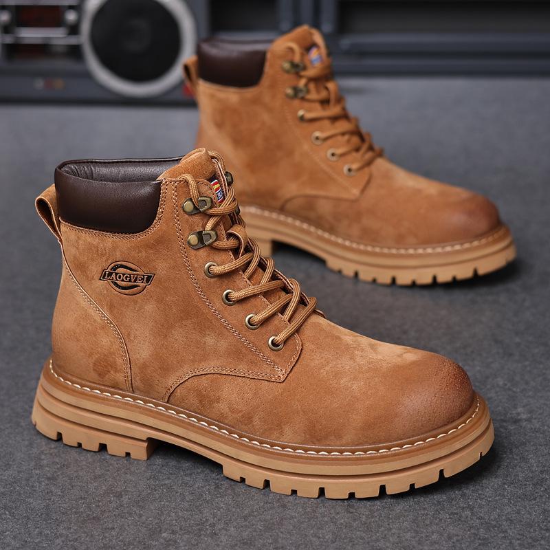 

Весна/Осень 2024 Корейская мода Мужские высокие ботинки Martin: Модная легкая повседневная обувь в ретро-британском стиле. 44 жёлтый