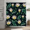 Modern Floral Bath Shower Curtain Green White Yellow Flower Design Waterproof Decorative Fabric Washable Home Bathroom Accessori