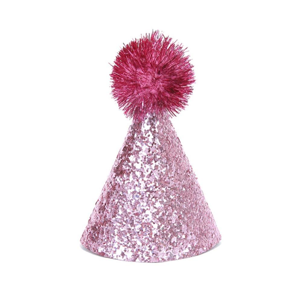 Creative Glitter Dog Birthday Hat Shiny Colorful Hairball Cat Party Cap Cute Adjustable Pet Headband Hats