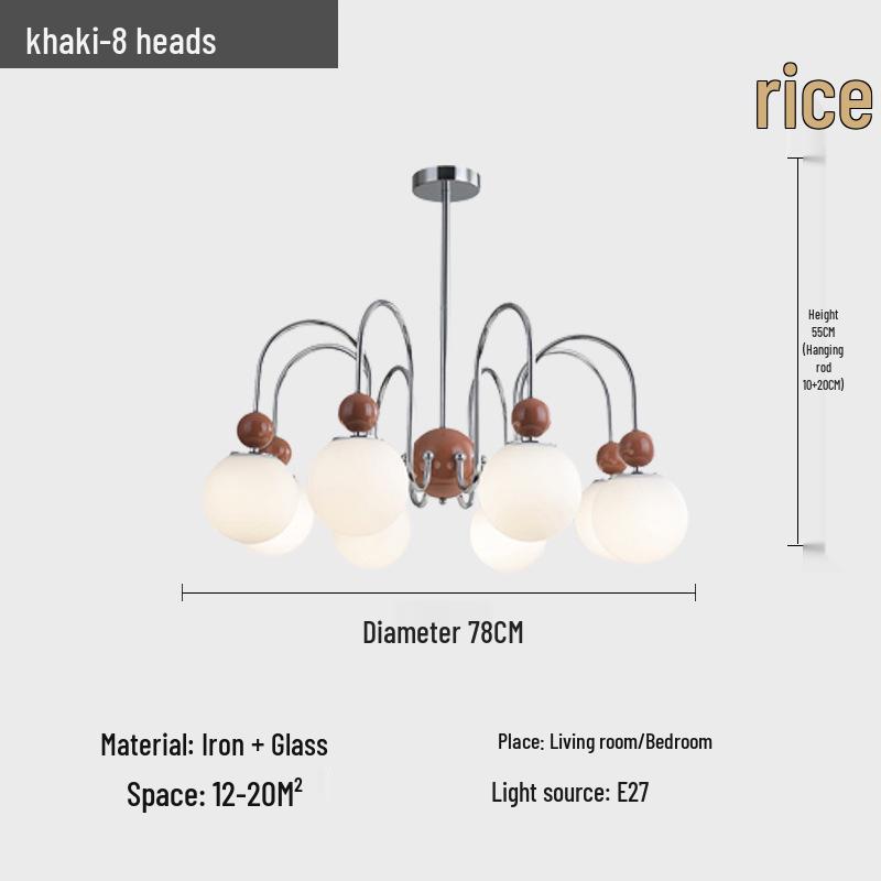 Mid-Century Minimalist Pearl Magic Bean Chandelier: French Cream Design for Living Room, Bedroom, or Restaurant Lighting.