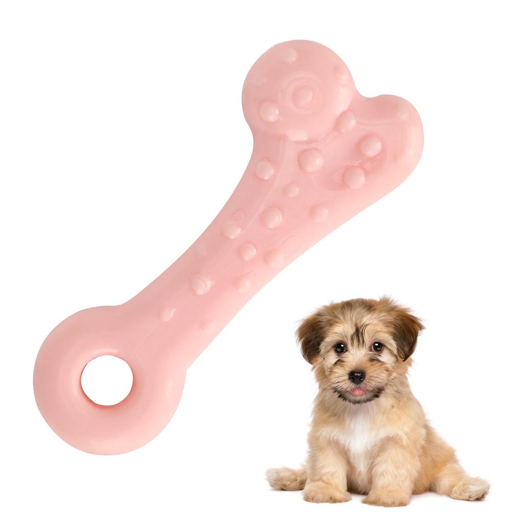Bone Shape Dog Chew Toy Pet Teeth Cleaning Playing Sticks Dog Interactive Bite ToyPink