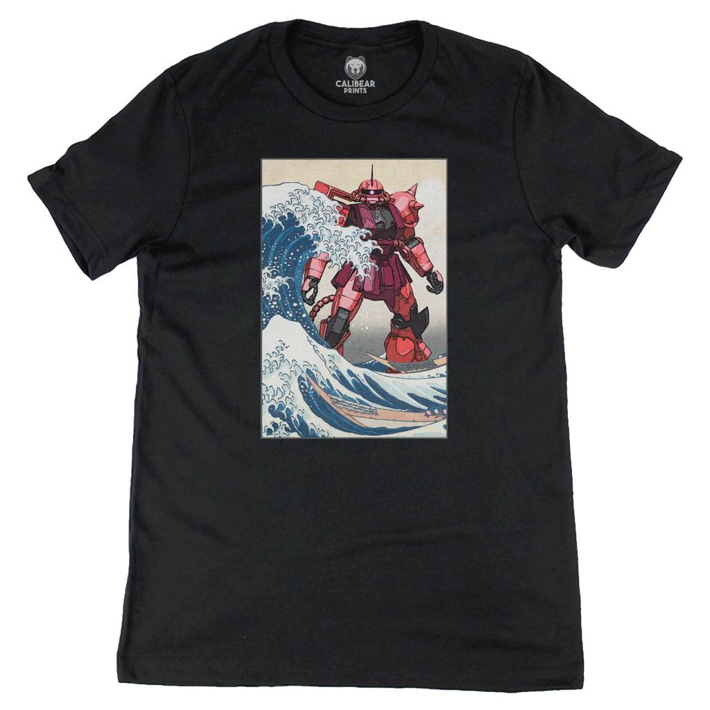 Char Red Comet MS-06S Zaku 2 Gundam In the Great Wave Off Kanagawa Anime Tee