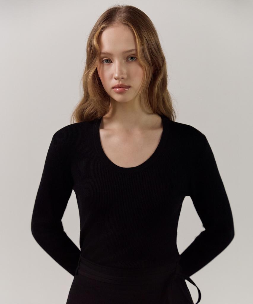 ELLIOTI Scoop Rib Knit Ts_3Color