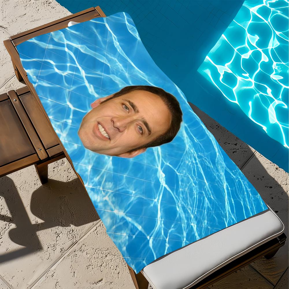 N-Nicolas Cage Handtuch Strand Schnelltrocknend Weich Poolhandtücher Geschenk für Reise Fitnessstudio Dusche Camping Sport