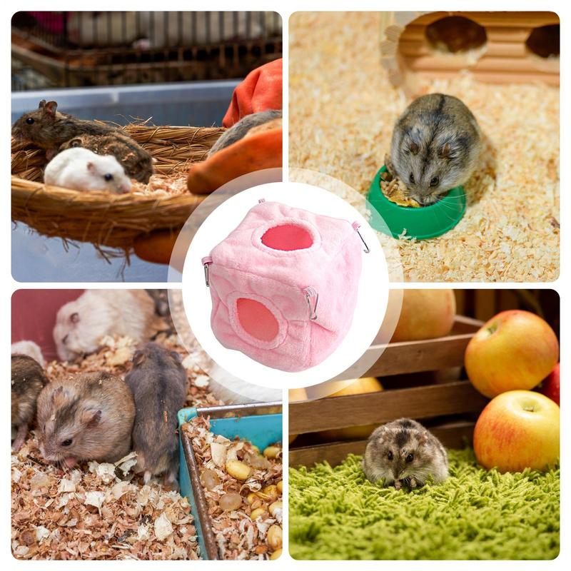 Hamster Bed Cube Hamster House with Dangling Rings Soft Hamster Cage Funny Pet Supplies for Chinchillas Gerbils Mice Hedgehog