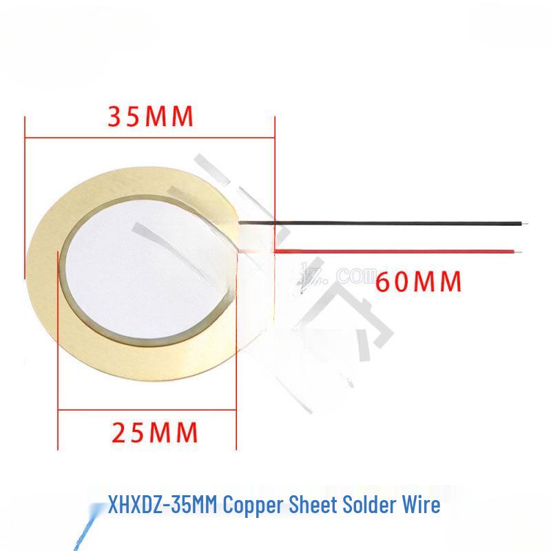 Piezoelectric Ceramic Buzzer with Aluminum Solder & Copper Lead, Diameter Options: 12/15/18/20/27/35/50MM