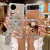 Applicable to Huawei P50pocketS camellia mirror zflip7 messenger chain flash diamond cartoon bear protective case