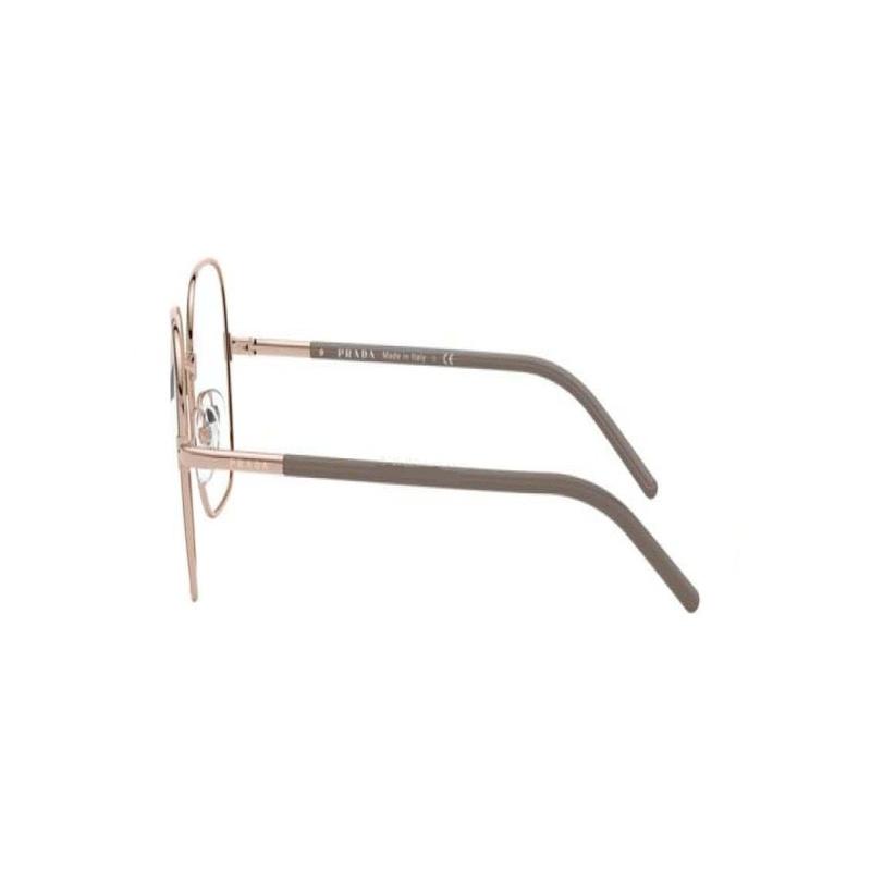 Prada Temple Logo Metal Rectangular Optical Frame Women's Rose Gold