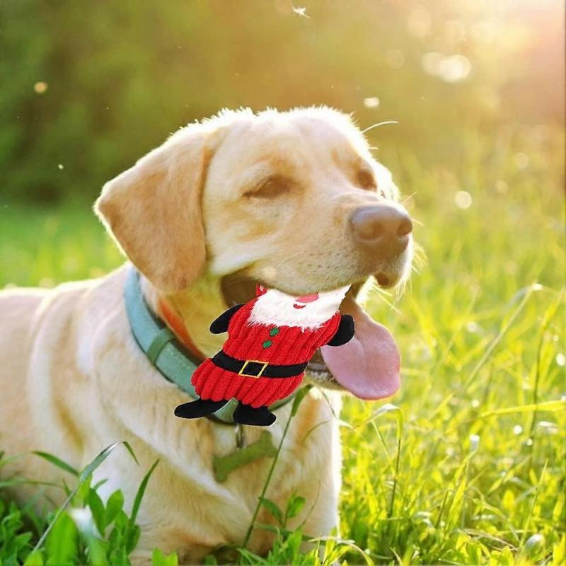 Christmas Dog Squeak Toy, Dog Plush Squeak Toy, Christmas Dog Toy Santa Claus Vocal Plush Pet Toy Snowman Interactive Puppy Toy