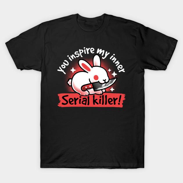 

Men Black Print T-shirt Serial Killer Bunny No-Cut Transfer Paper Print Cotton Tshirt L чорний