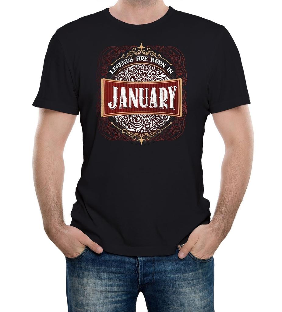 Mens Only Legends Are Born In January Birthday T-Shirt Mens Womens Tees Top Month Gift Present