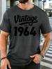 Unisexs Light Cotton T Shirt Bold Vintage 1964 Typography Star Text O Neck Short Sleeve Loose Daily Casual Gift Top For Senior Guys