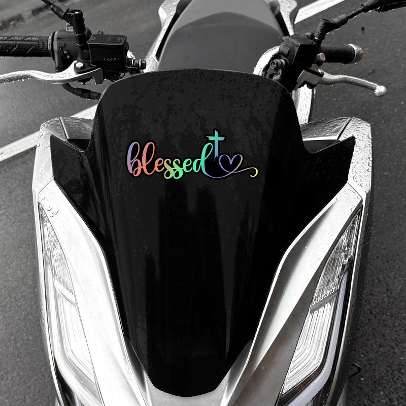 1pc Cross Blessed Motorcycle Stickers Waterproof for Motorcycle Fuel Tank Fairing Tailbox Car Body Scooter Universal Vinyl Decal