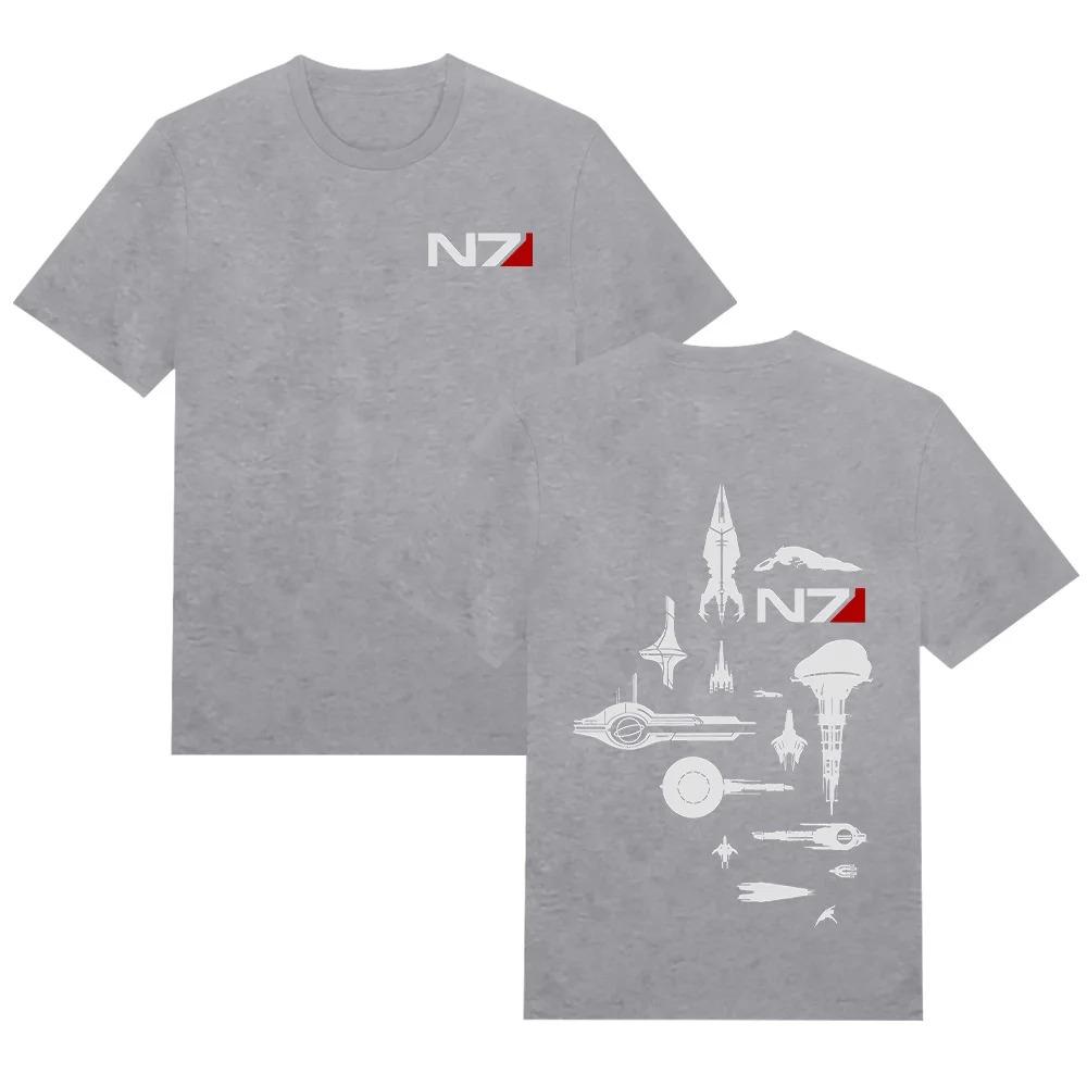 2026 Starships Mass Effect T-Shirts Mass Effect N7 Grafikdruck T-Shirts Gaming Merch Baumwoll Oberteil Unisex Hohe Qualität Weiche Kleidung
