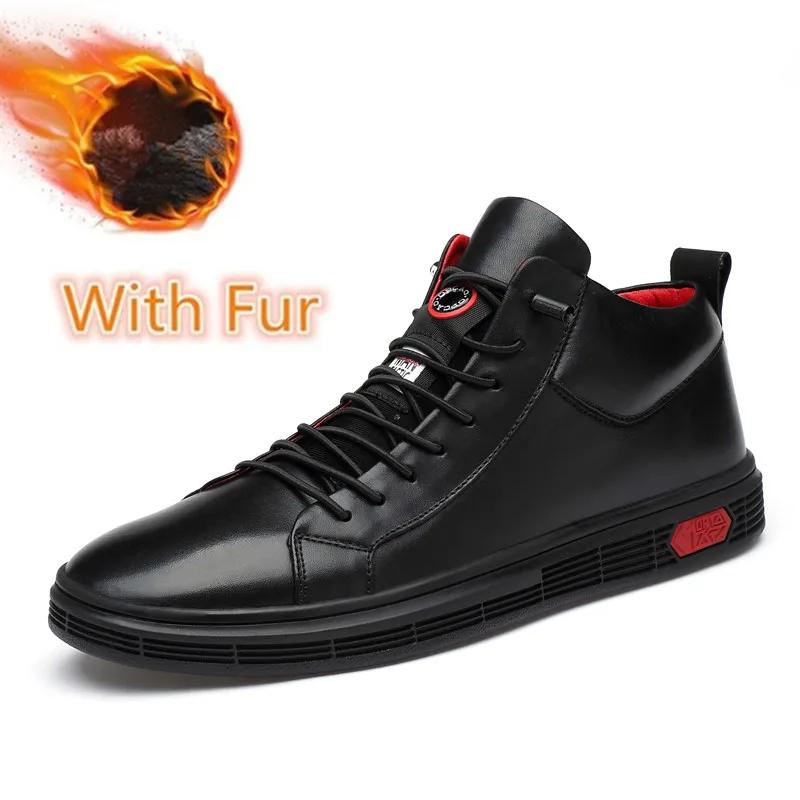New Winter Men Boots Retro Genuine Leather Men's Shoes Brand High Quality Keep Warm Handmade Black Sneakers Shoes For Men