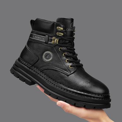 Modne Stylowe Buty Motocyklowe Gruba Podeszwa Buty Górskie Męskie Prawdziwa Skóra Podstawowe Buty Nowe Męskie Buty Robocze Projektanta
