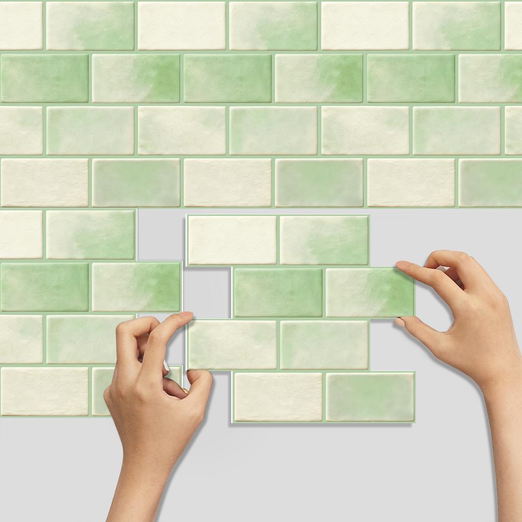 10Pcs Modern Minimalist Mosaic Stick on Backsplash for Kitchen," Peel and Stick Self Adhesive Wall Tiles Back Splashes for Bathroom Brown Marble Look