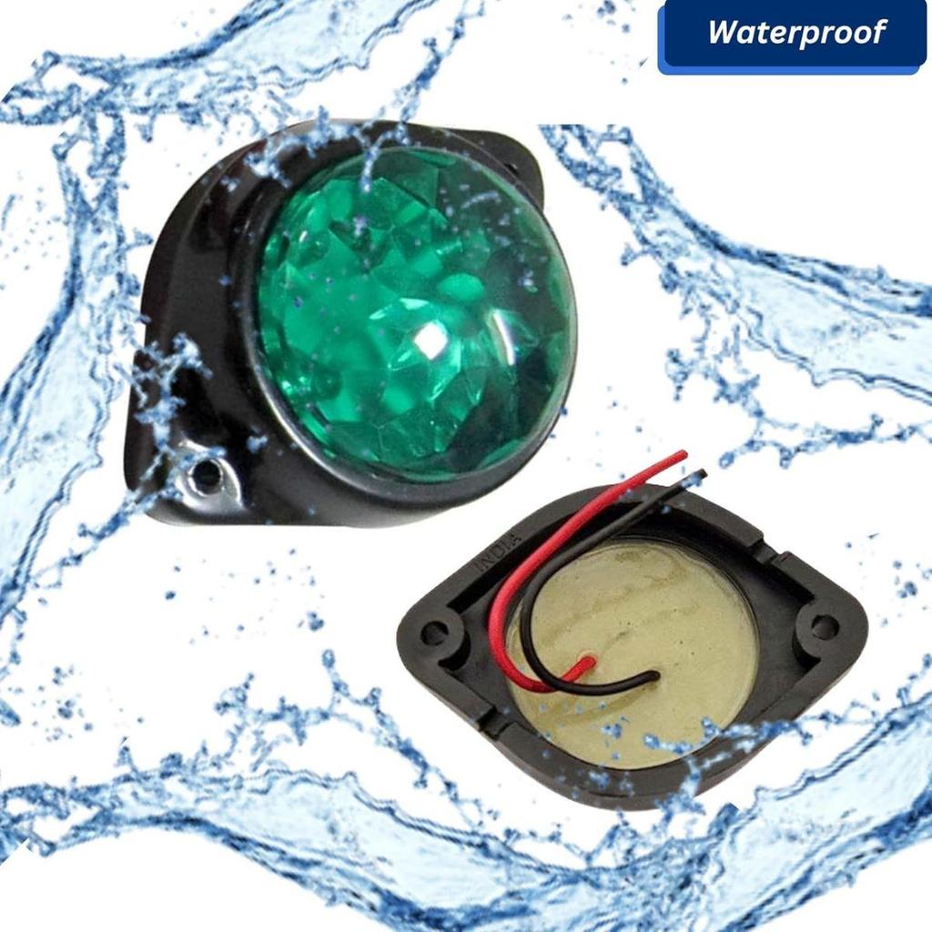 APSMOTIV 2 Pcs Mount Green 12V LED Rear Side Marker Indicator Lights for Trucks Trailer Cab RV Marine Led Light for Boats Taillight Brake Stop Lamp