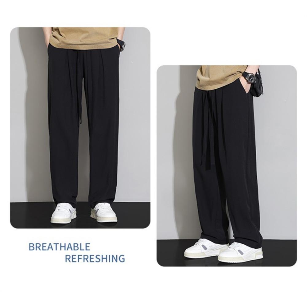 Sports Ice Silk Pants Men's Summer Breathable Straight Leg Trendy Brand Quick Drying Casual Pants Plus Size Spring and Autumn Work Pants