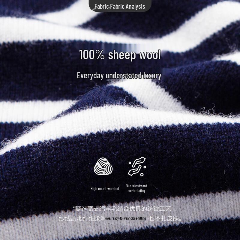 Navigare Women's Striped 100% Wool Knit Sweater