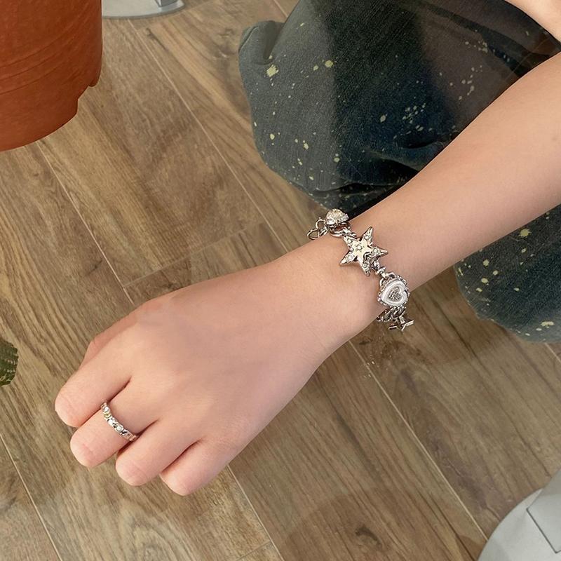 Y2K Star Girls Fritillaria Heart Flower Lanț Brățări la îndemână pentru femei Vintage Fairy Love Daily Charm Bijuterii Accesorii