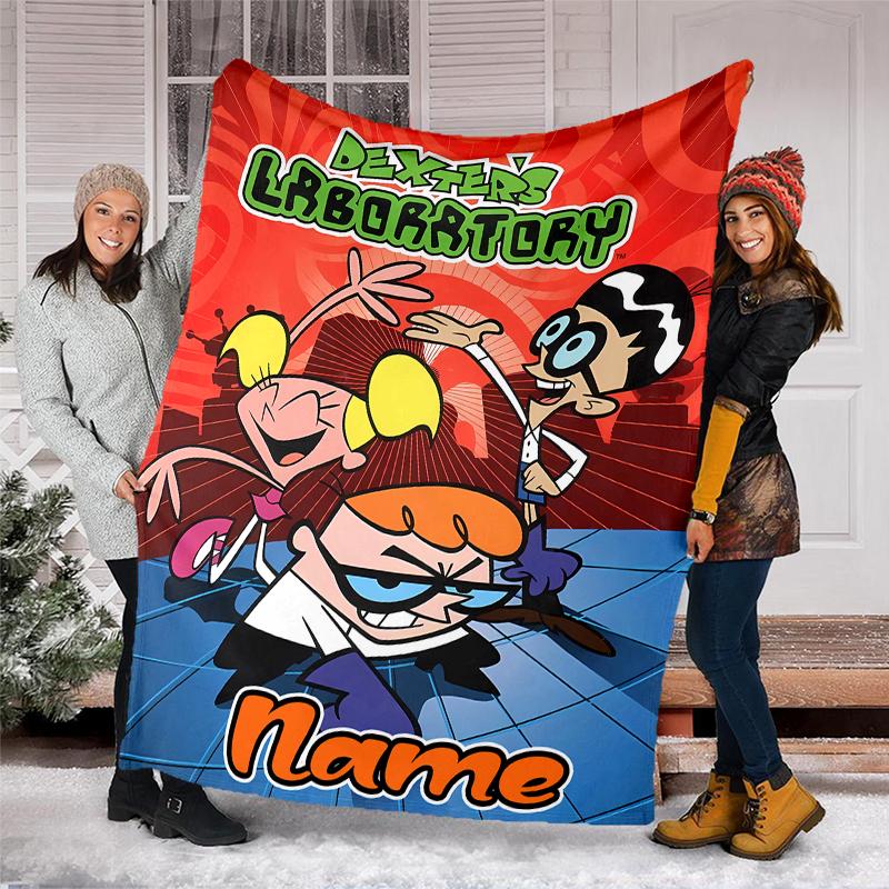 Personalized Custom Name Blanket - Dexter's Laboratory Print Design,Blanket for Sofa,Bed,Travel,Camping - Soft and Warm, Great Gift