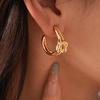 European & American Stainless Steel Knotted C-shaped Stud Earrings - Simple & Versatile Fashion Jewelry.