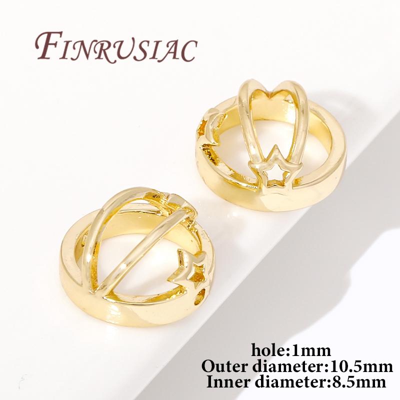Silver Plated Connect Beads Frame Rings Fittings 14K/18K Gold Plated Through Hole Bead Circle Findings,DIY Bracelet Accessories 10 pcs