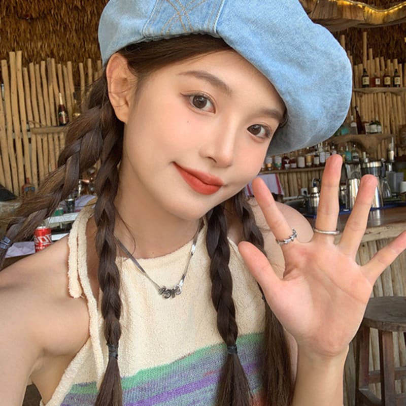 LOOKING4U On the Moment Denim Pocket Beret C1 Light Blue