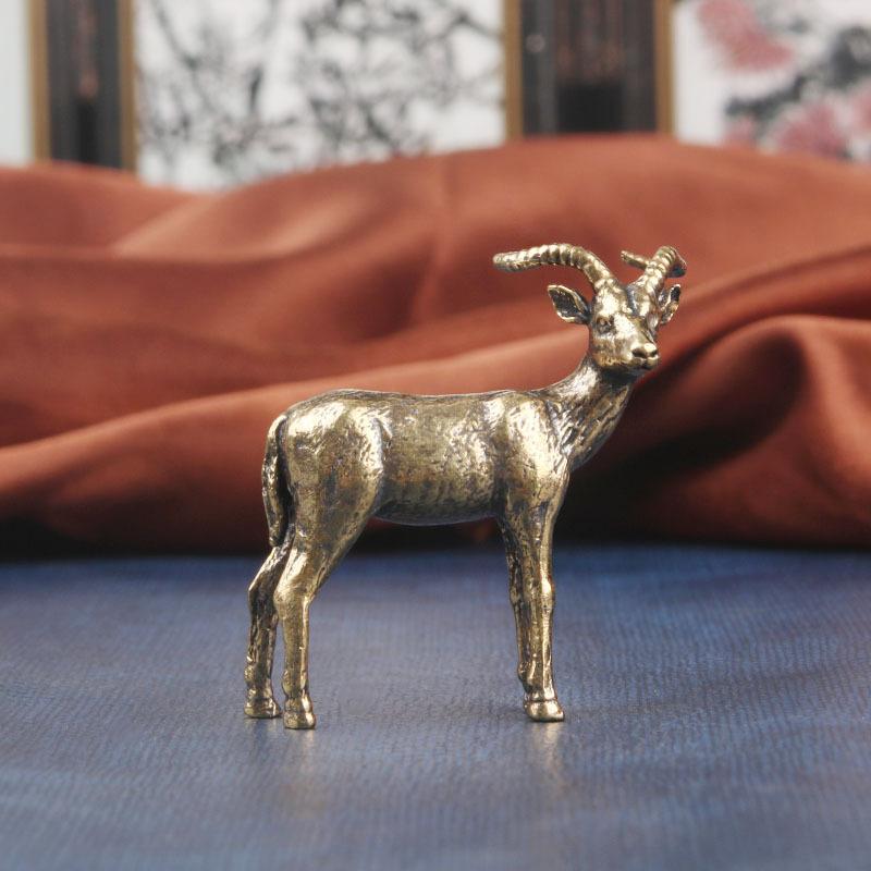 Vintage Brass Antelope Statue Retro Animal Sculpture Tea Pet, Decor Ornament For Home Office, Collector Gift