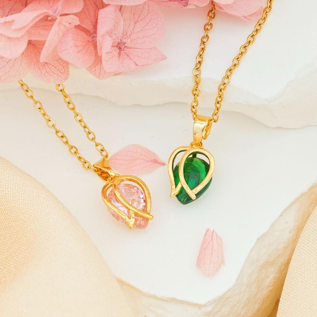 Necklace Women's Exquisite Tulip Zircon Necklace Autumn and Winter Niche Design Sense Light Luxury Fashion Versatile Non-fading Accessories