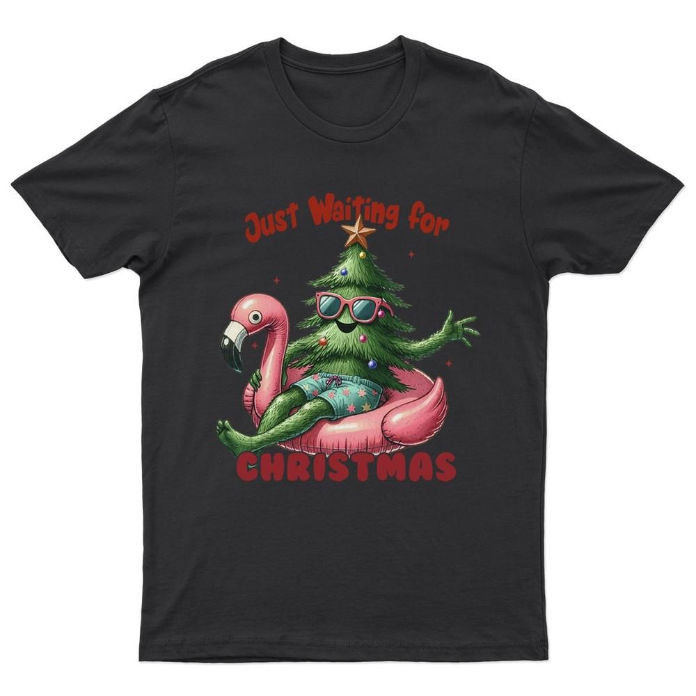 Just Waiting For Christmas TShirt Unisex Retro Seasonal Funny Xmas Santa c