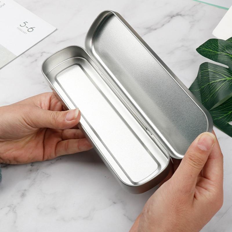 Mini Metal Pen Case with Cushion Pocket Hinged Tin Box Fountain Pen Holder for Students Office Women Men Business Travel