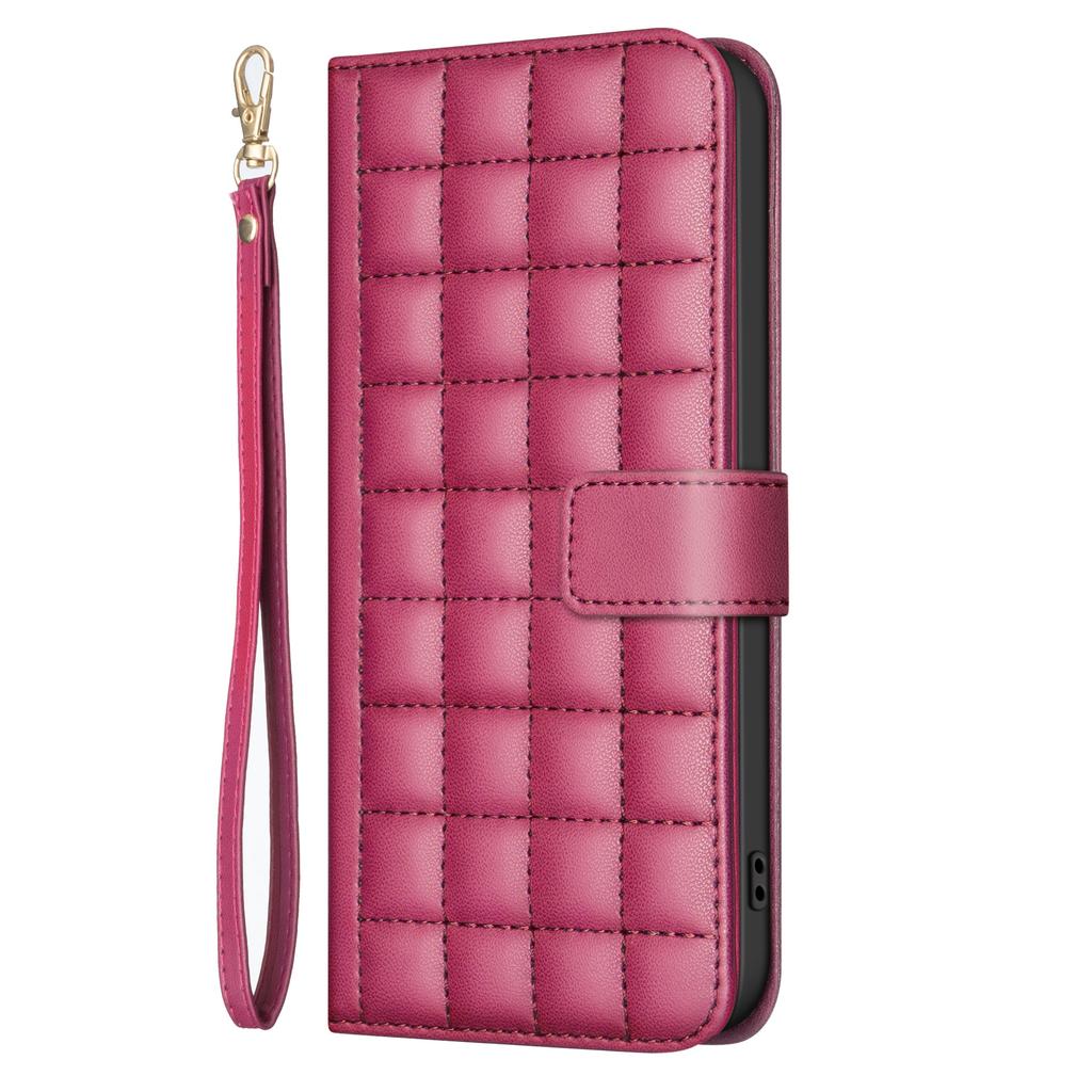 Applicable to MOTO G84 mobile phone leather case, Nokia G22 checkered card wallet, portable rope OPPO A60