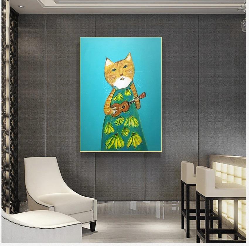 Wall Art Pictures For Living Room Kid's Bedroom Nursery Cuadros Home Decor Cartoon Cat Posters And Prints Canvas Oil Painting