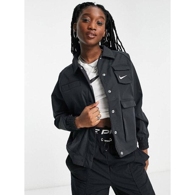 

Черная тканая куртка Nike Swoosh