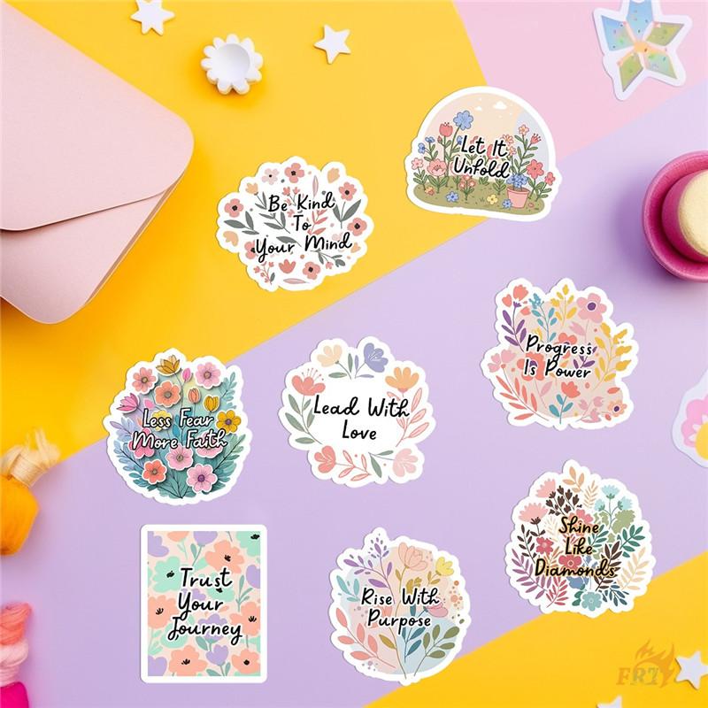 50Pcs/Set Flowers Healing Phrase Stickers DIY Fashion Waterproof Doodle Decals Stickers