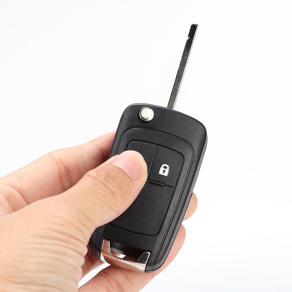 Black 2 Buttons Flip Car Key Fob Case Shell Replacement Accessory Fit for Opel