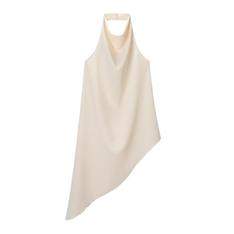 Haut Asymétrique à Col Halter Dos Nu Style Européen Américain Printemps 2026 pour Femme